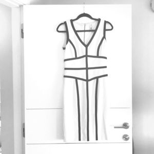 Cache Creme Dress with Black Stripes